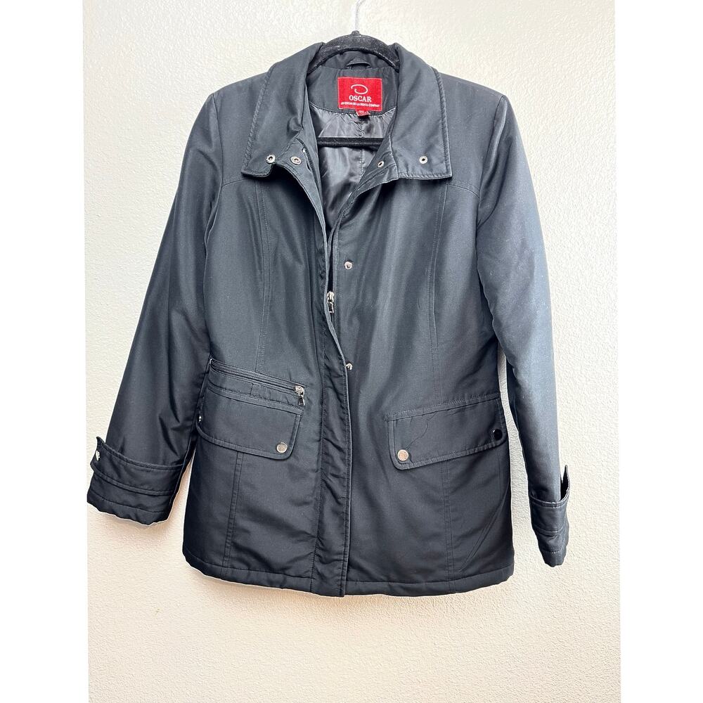 Oscar de la Renta Black Outdoor Waterproof Coat Size Small